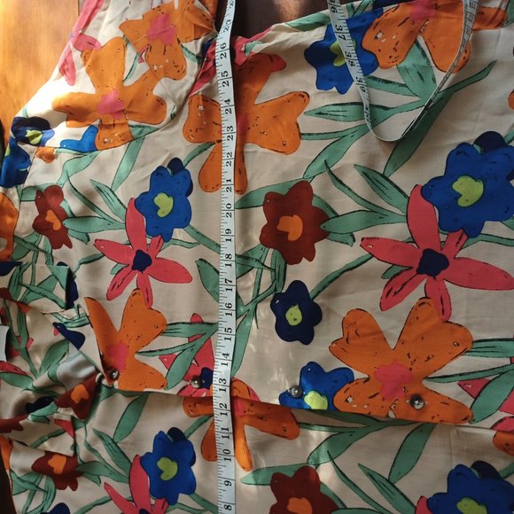 ASOS Design Bold Floral Top, Orange, Blue, Green, Size 1X - Picture 12 of 15